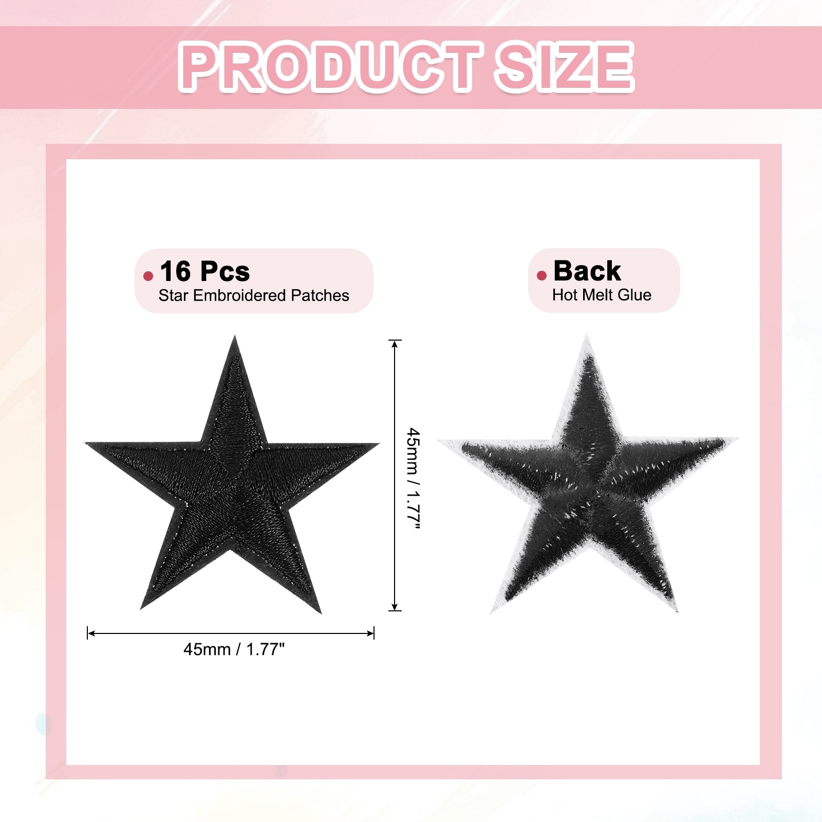 Iron on Star Patches, Sew on Star Embroidered Patches, Decorative Repair Patch Applique Fo Hats Clothes