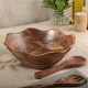 preview thumbnail 8 of 11, Gibson Home Sandhurst 3-Piece Acacia Wood Salad Bowl Set - 12-Inch Scalloped Serving Bowl with Wooden Salad Servers