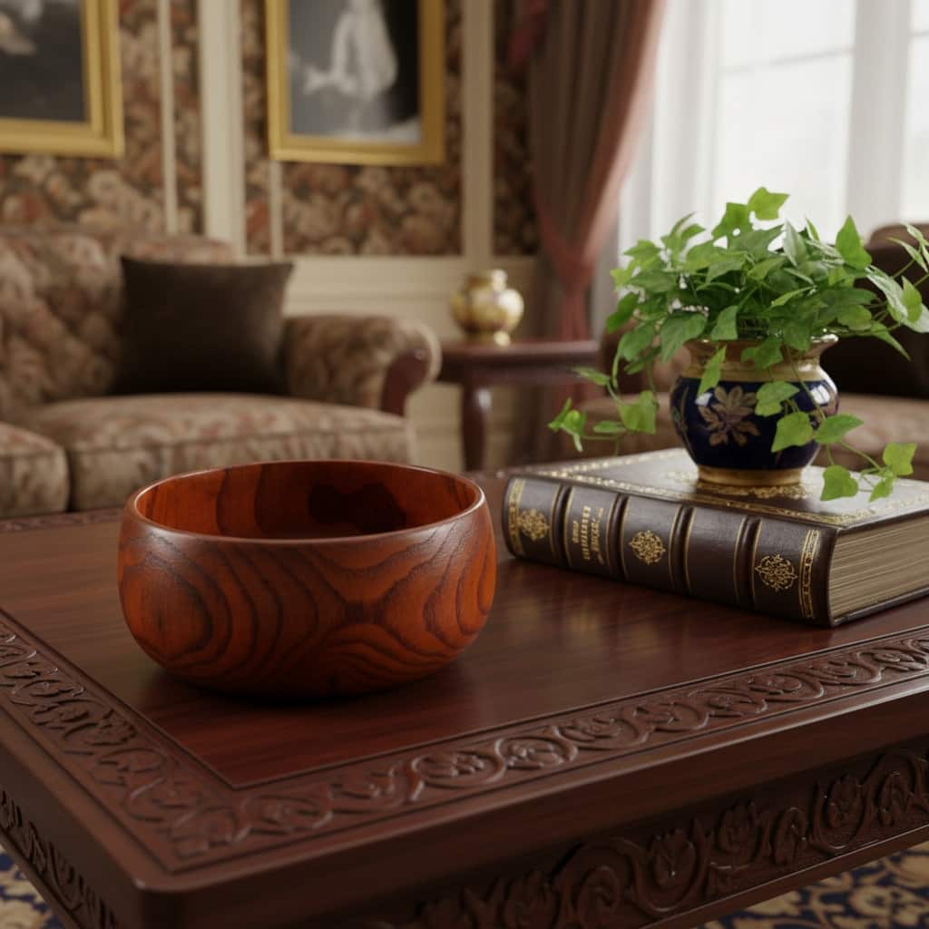 HomeRoots 7" Brown Solid Wood Round Serving Bowl - 6.70 in. x 2.95 in. x 7.08 in.