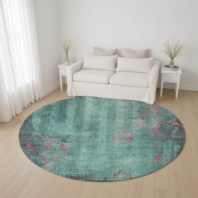 Premium Washable Super Soft Modern Glam Mayfield Rug - Seafoam - 8' x 8'
