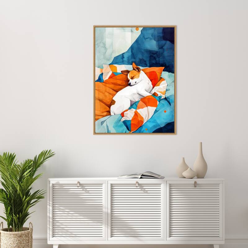 Dogs Life Nap by Justyna Jaszke Framed Canvas Wall Art