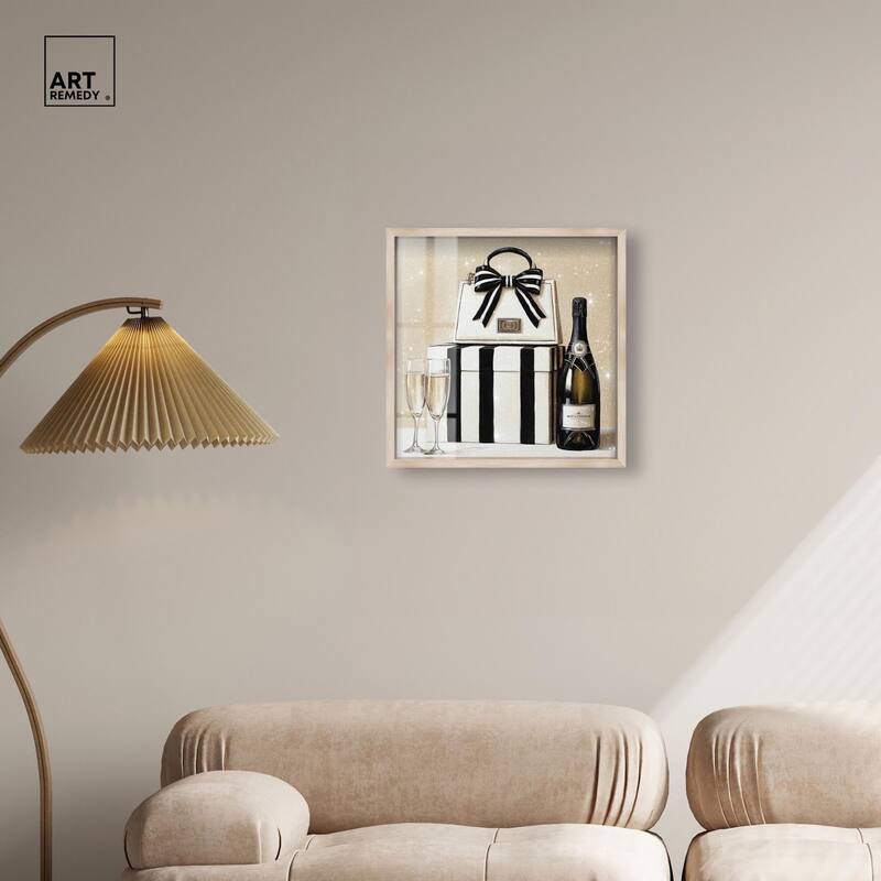 Black and White Striped Glam Shadowbox by Art Remedy