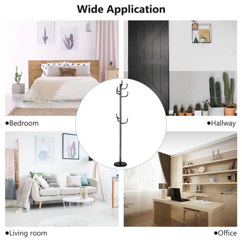 Metal Coat Rack Freestanding Hat Stand Coat Tree Hanger with Hooks