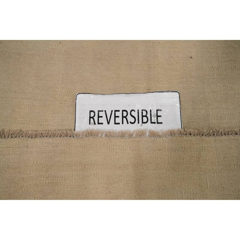 Hand Woven Oriental 100% Wool Carpet Southwestern Tribal Beige & Ivories Kilim Area Rug - 9' 1'' X 5' 11''