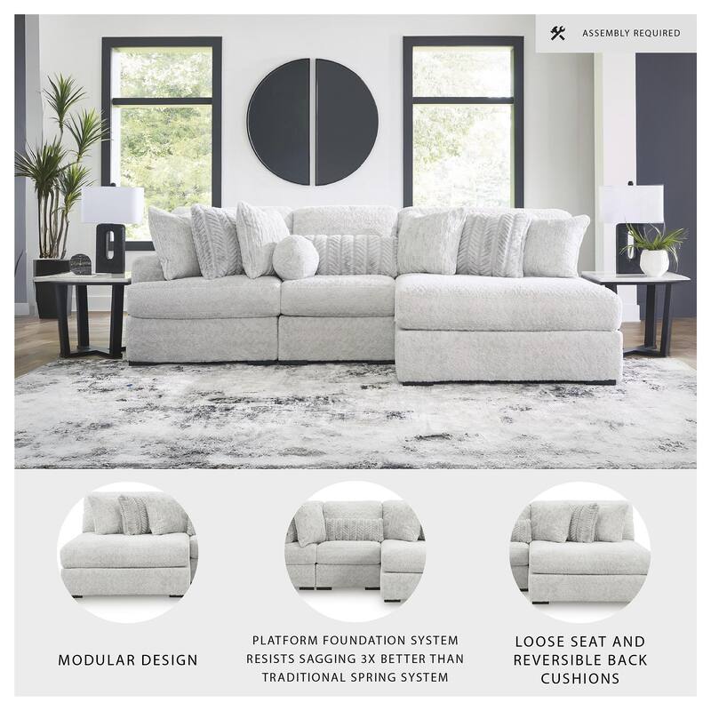 Signature Design by Ashley Snodoodle Gray 3-Piece Sectional with Chaise - 125" W x 67" D x 40" H
