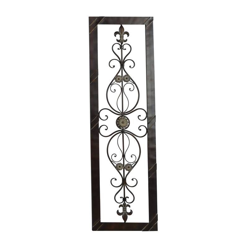 Metal Scroll Ornate Wall Decor with Black Frame - Brown - Roche River Decor