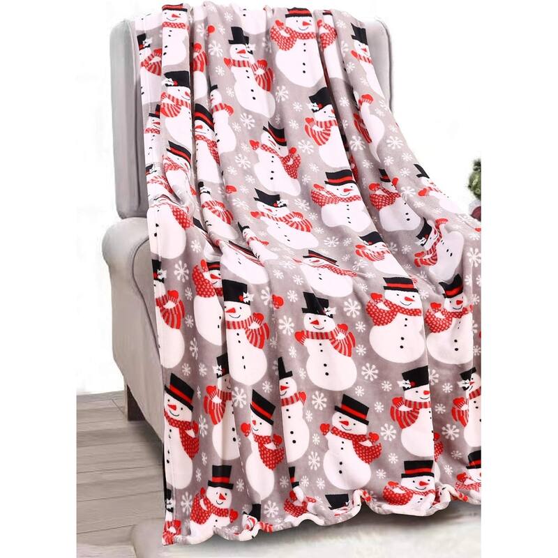 Décor&More Santa's Little Helper Collection Festive and Cuddly Holiday Microplush Throw Blanket (50" x 60") - Winter Snowman - Throw