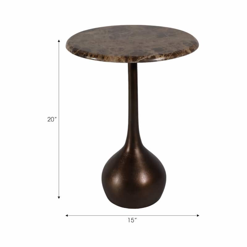 Round Accent Table - Marble Top with Ball Base - 21"