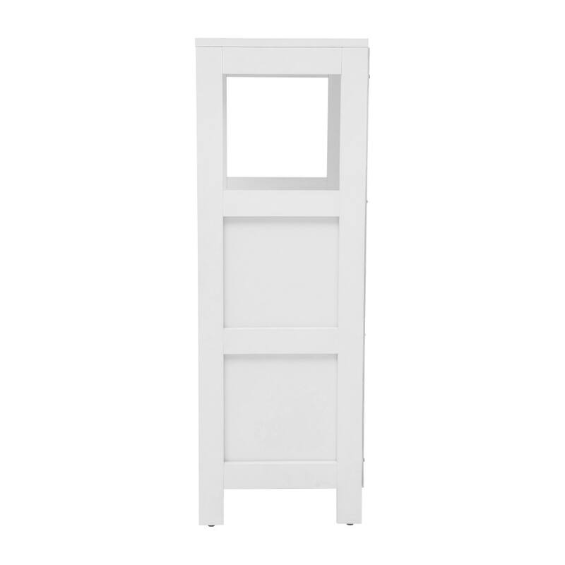 Floor Cabinet Storage Organizer with 2 Drawers, Open Shelf, and Foot Pads