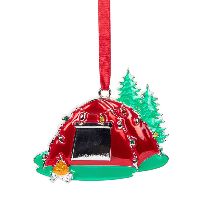 Camping Tent with Campfire Christmas Ornament - 3.25"