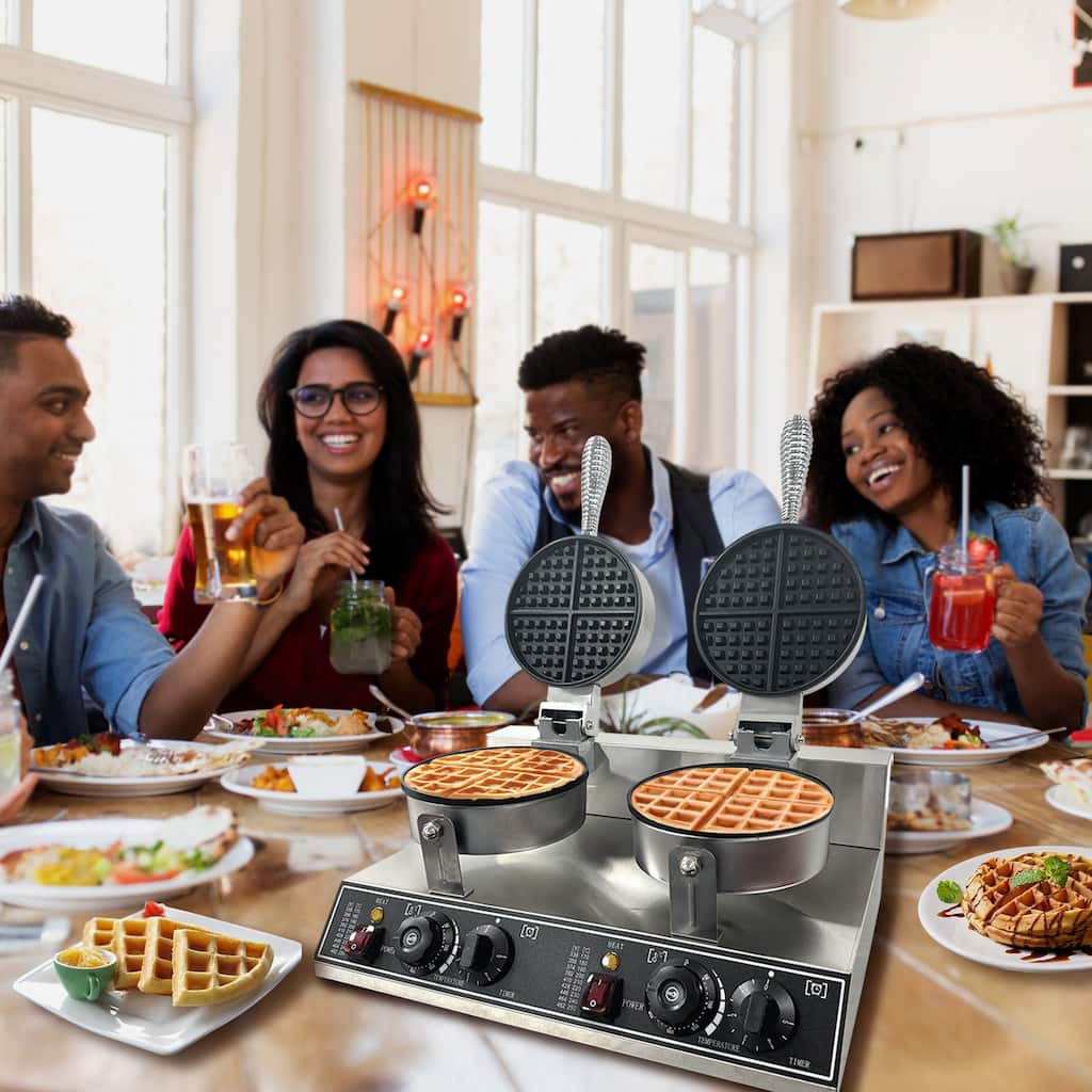 110V 2400W Commercial Double Head Nonstick Waffle Maker Machine - Double Head