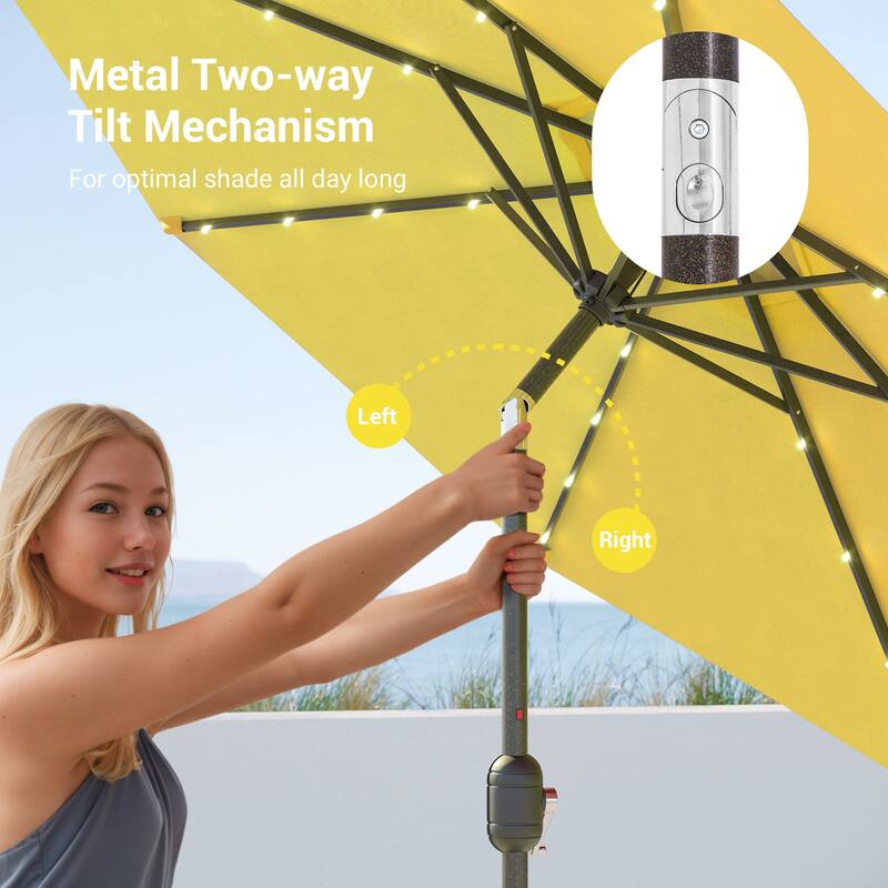 BONOSUKI LED Patio 9Ft Market Umbrella,Outside Deck Table Umbrella