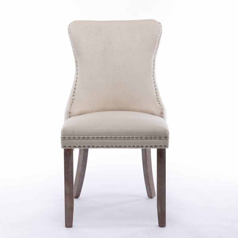 Dining Chairs Set of 2 , Modern Upholstered Wing-Back Dining Room Chair with Solid Wood Legs, Fabric Side Chair