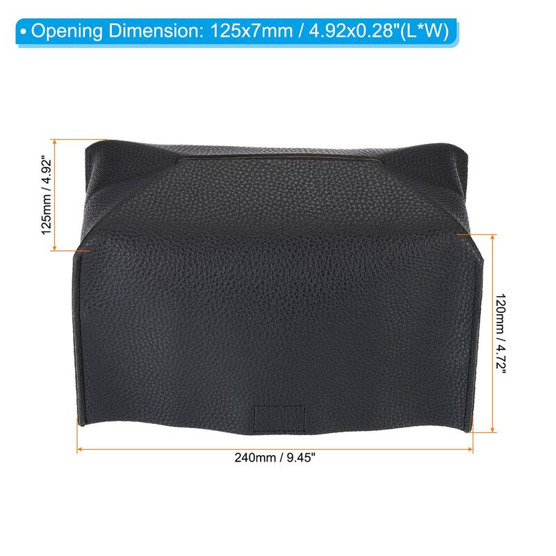 9.4x5x4.7" Tissue Box Cover PU Leather Decorative Holder Dispenser - Black