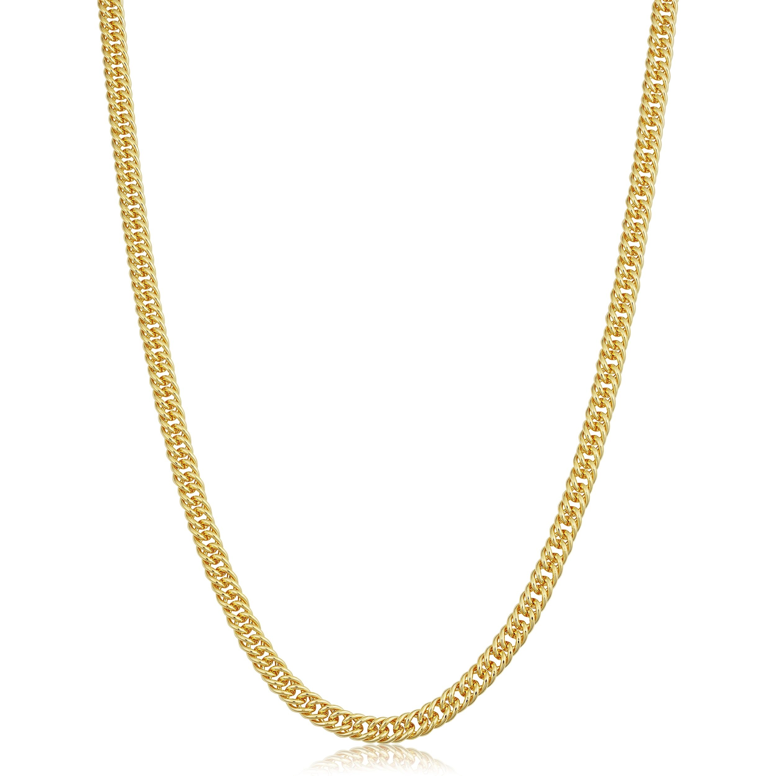 Au Naturale Solid 14k Yellow Gold Filled 4.3 mm Double Curb Link Chain Necklace For Men and Women