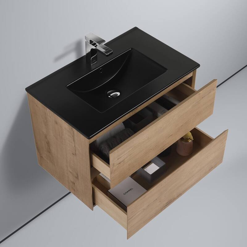 Blossom 30 Inch All Wood Wall Mounted Floating Bathroom Vanity with Sink