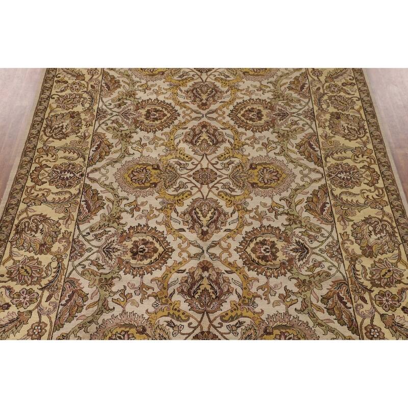 All-Over Floral Agra Indian Area Rug Hand-Knotted Wool Carpet - 9'1"x 12'2"