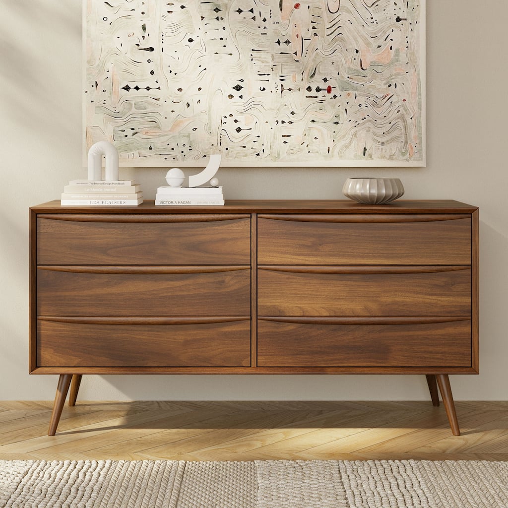 Poly & Bark Cura 63" 6-Drawer Dresser in Walnut