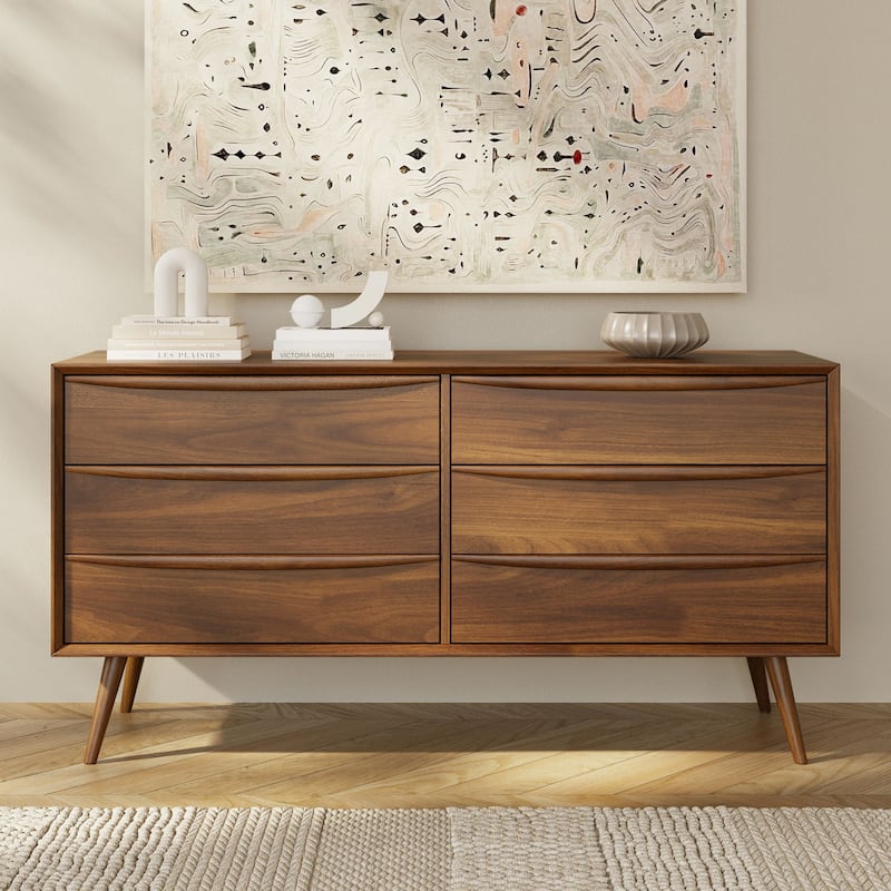 Poly & Bark Cura 63" 6-Drawer Dresser in Walnut