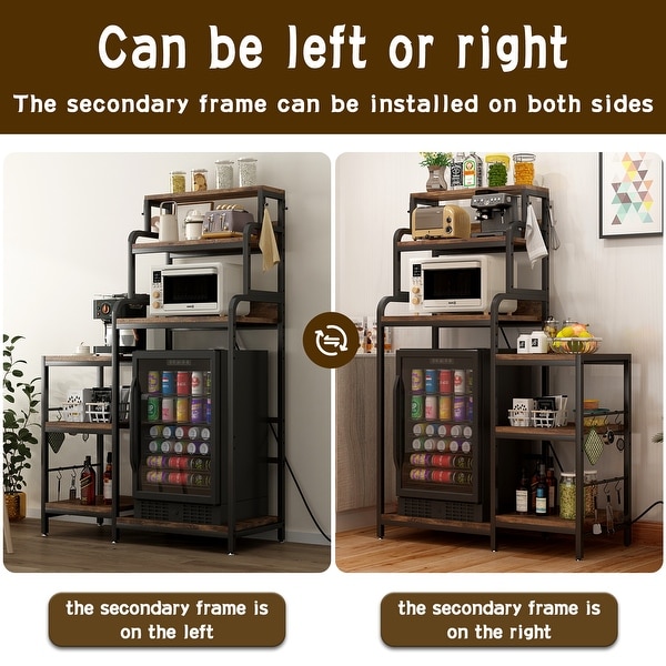 ONULIFE MY ON MINI FOLDNG SHELF　バスケット＆天板 Multifunctional 7-Tier Mini Fridge & Microwave Stand with 2 AC/2