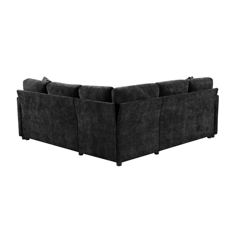 L-Shaped Sectional Upholstered Sleeper Sofa Convertible Pull-out Sofa Bed with Hidden Storage Space, Chenille Fabric