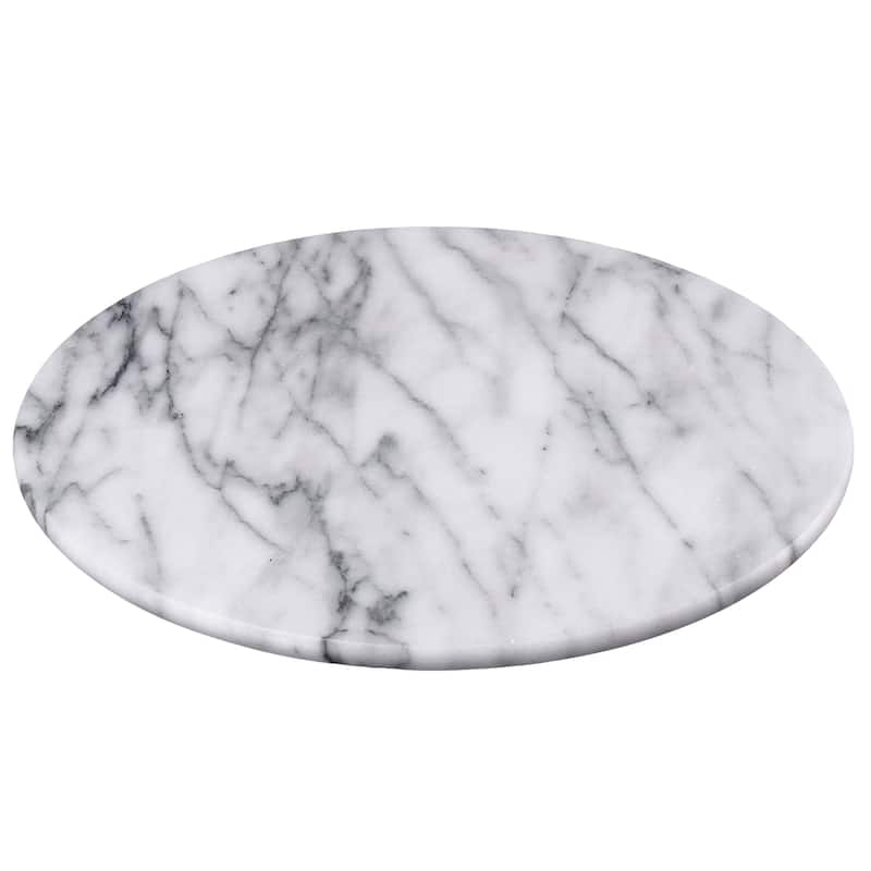 Creative Home White Marble 12" Lazy Susan, Rotating Serving Board