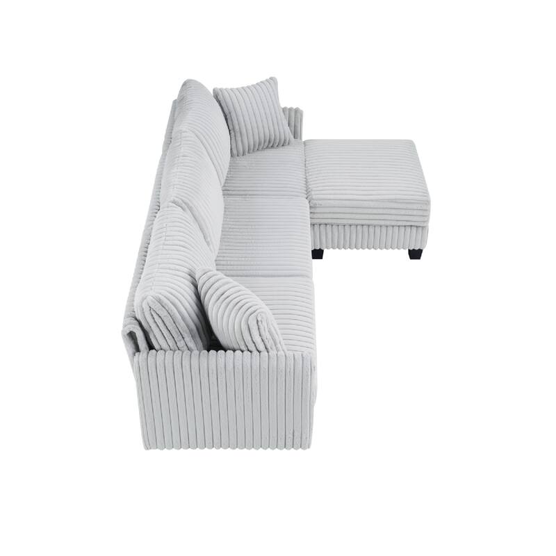 GDFStudio - 100" Corduroy Modular L-Shaped Sofa with USB