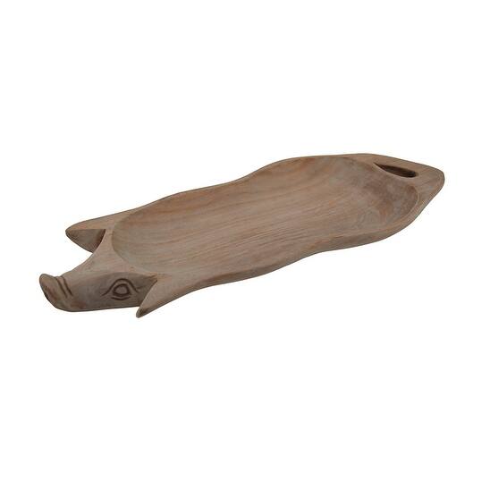 Hand Carved Pig Shaped Decorative Wooden Serving Tray 15 Inch Decorative Wooden Serving Tray 15 Inch
