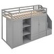 preview thumbnail 10 of 34, Functional Loft Bed with 3 Shelves, 2 Wardrobes and 2 Drawers, Gray