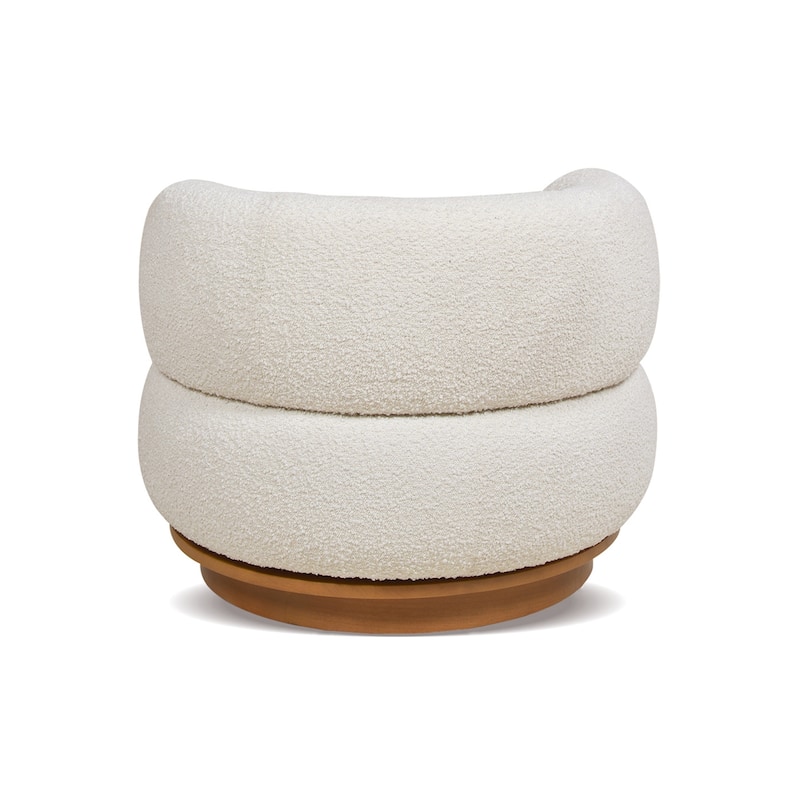 Fuji 34" Mid-Century Modern Boucle Faux Sherpa Swivel Accent Chair