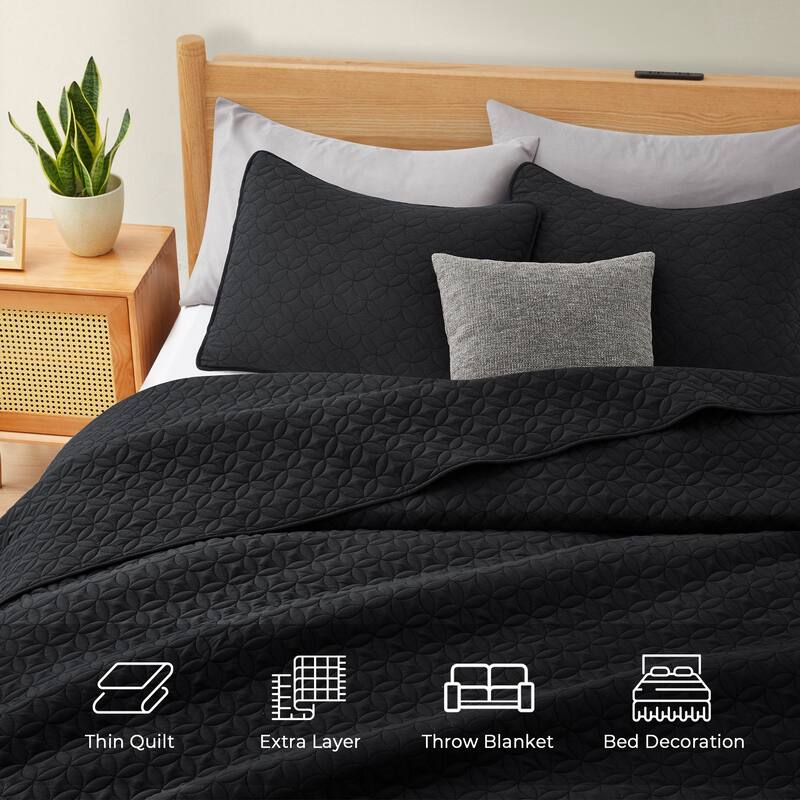 3-Piece Reversible Ultra Lighweight Coverlet Premium Microfiber Bedspread Quilt Set