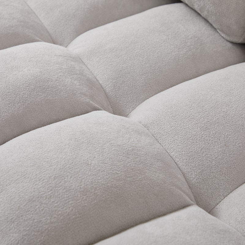 78.75" Reclining Pull-Out L-Shaped Sectional Sofa with USB, Storage, Pocket, LIGHT GREY Chenille