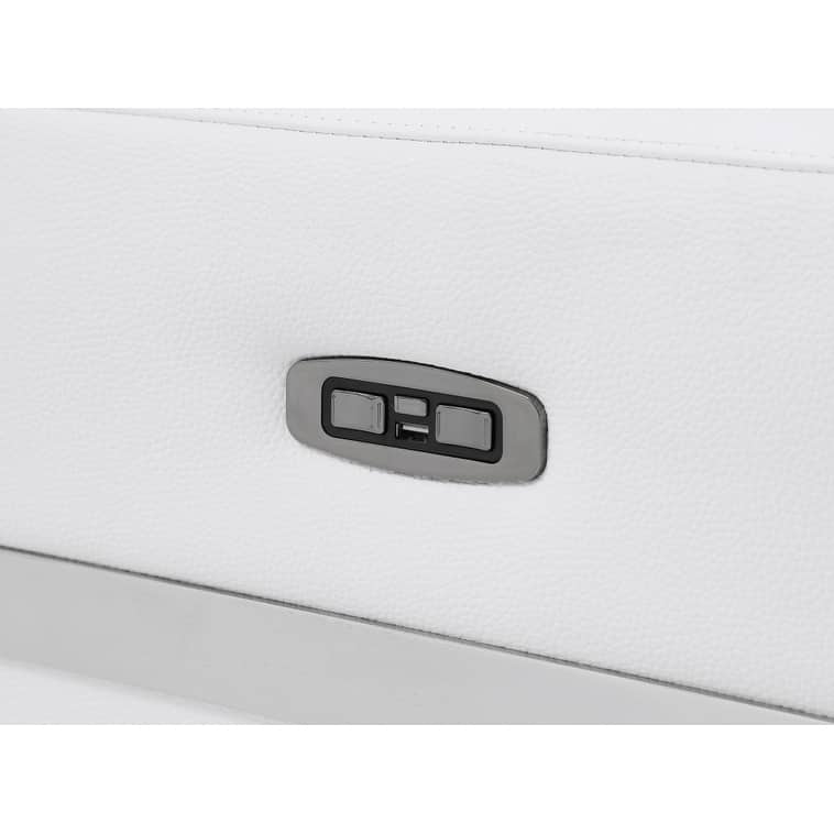 HomeRoots 83" White Italian Leather USB Sofa With Silver Legs - 288.81