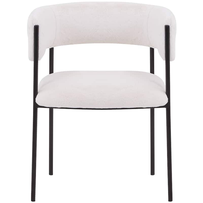 Dining Chair in Leather with Open-Back and Powder Coated Iron Legs Set of 4