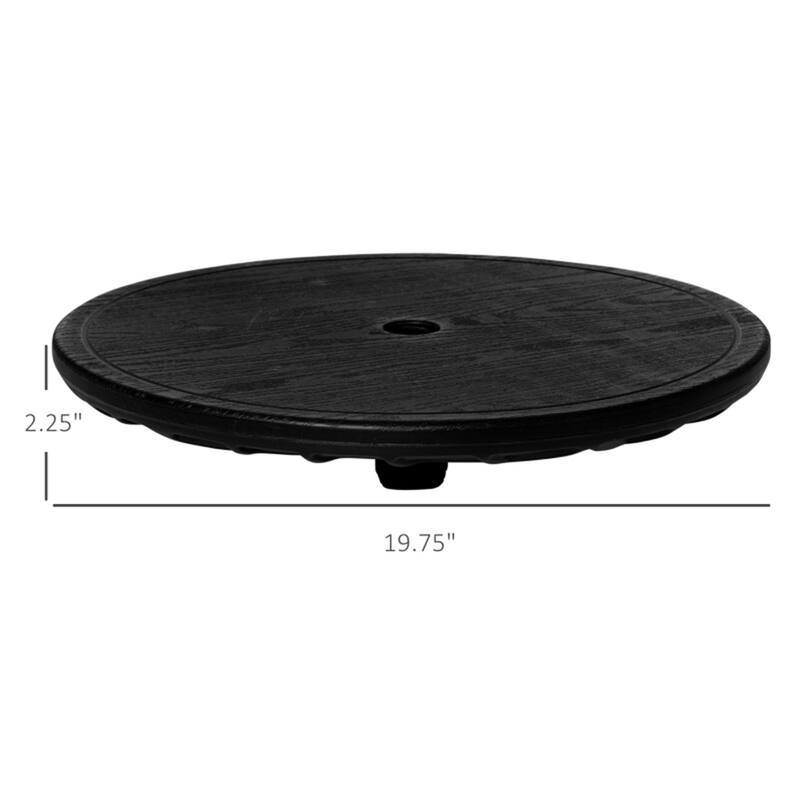 Black HDPE Umbrella Table Fits 1.5 Inch Pole Outdoor Patio Poolside Drink Snack Table - 19.75" Dia x 2.25" H