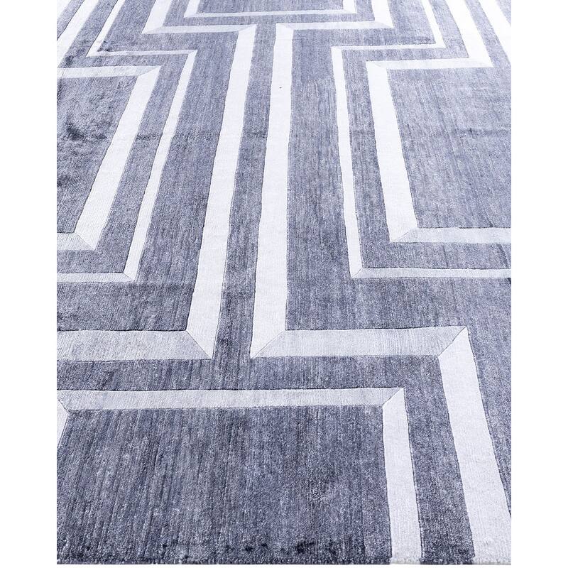 Modern One-of-a-Kind Hand-Knotted Area Rug - Ivory, 8' 2" x 10' 0" - 8' 2" x 10' 0"