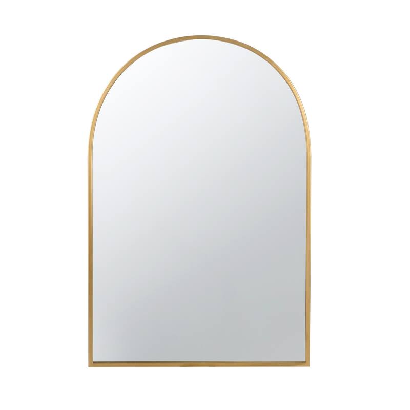Cod 36 Inch Wall Mounted Mirror, Wide Arched Design Gold Metal Frame