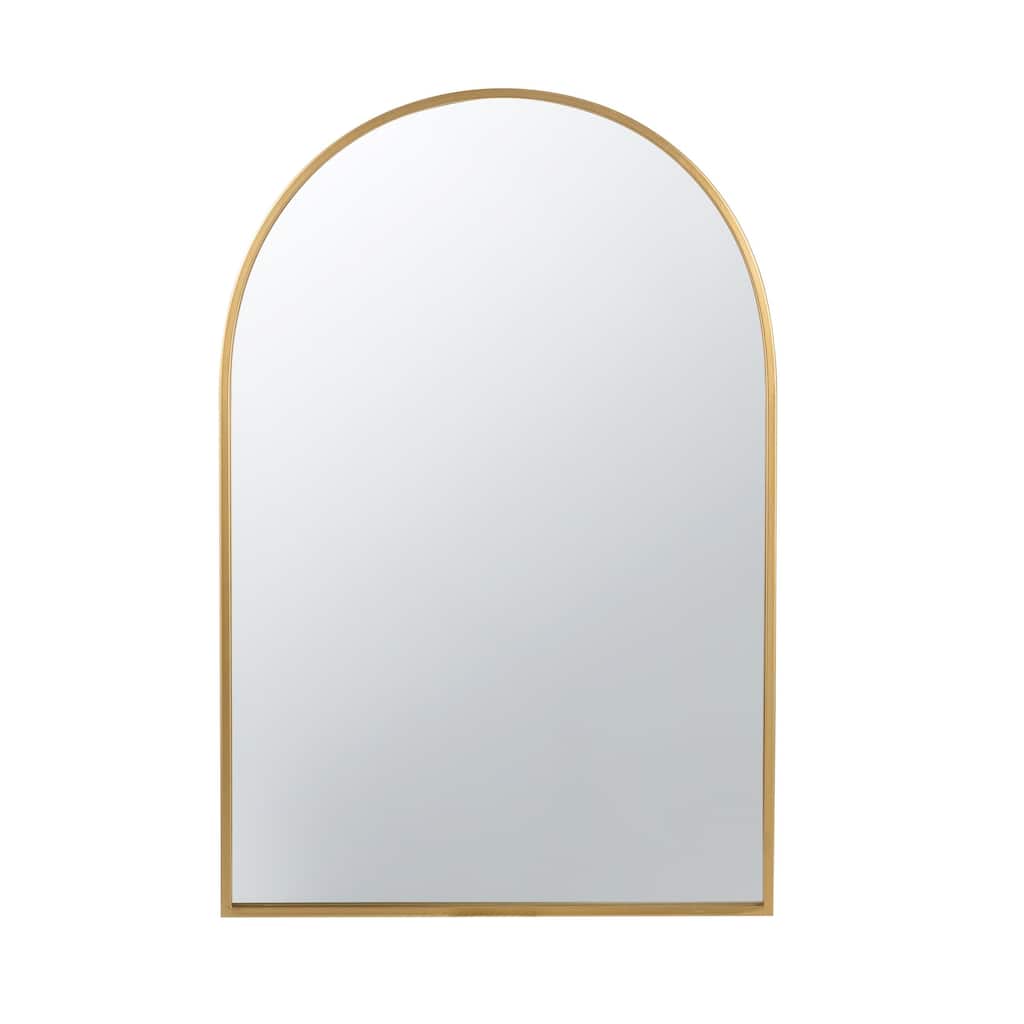 Cod 36 Inch Wall Mounted Mirror, Wide Arched Design Gold Metal Frame