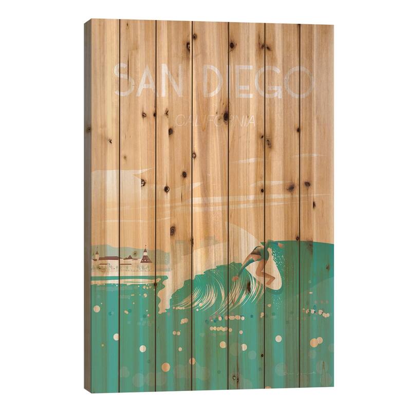 San Diego Print On Wood by Omar Escalante - Multi-Color - 40x26x1.5