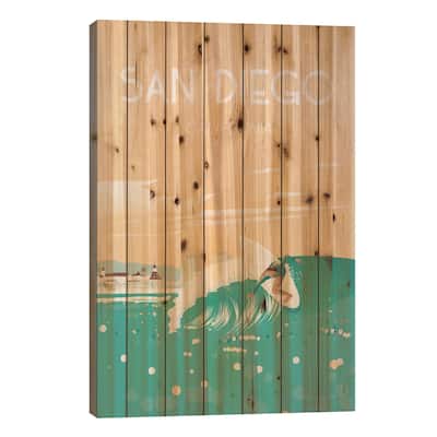 San Diego Print On Wood by Omar Escalante - Multi-Color