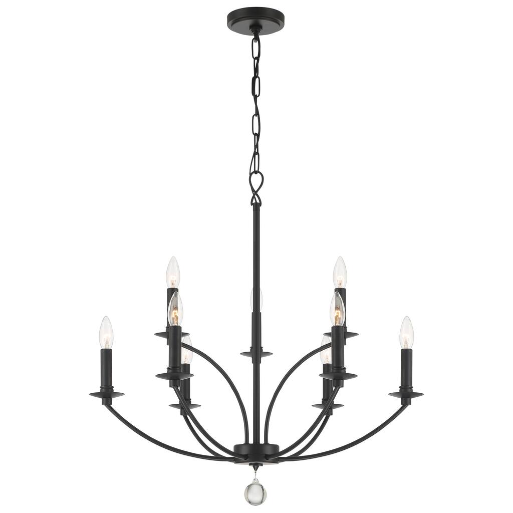 Mila 9 Light Black Chandelier - 28''W x 29''H