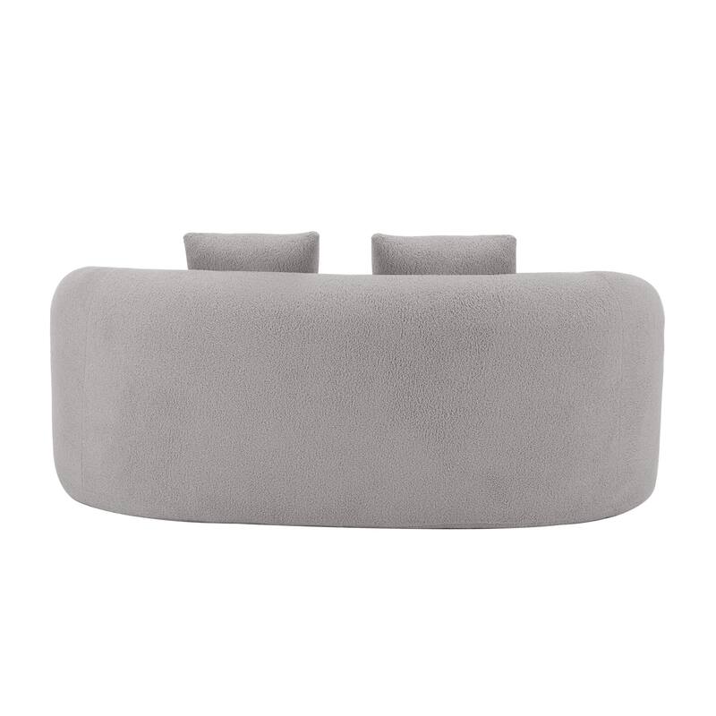 Grey Curved Loveseat Sofa with Round Armrest, No Assembly