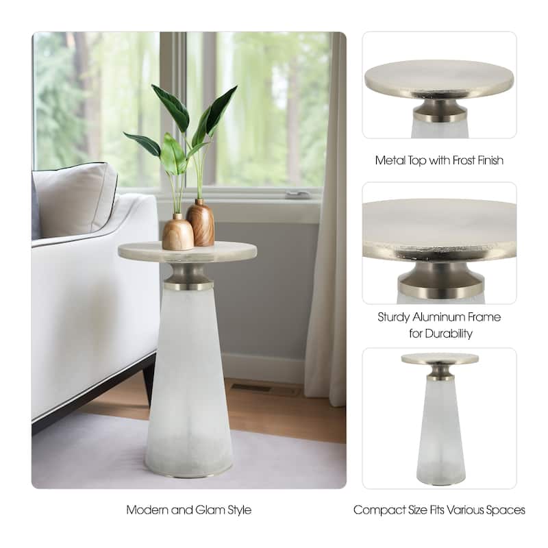 Sagebrook Home Modern Neutral Nebular Round Side and Coffee Table