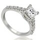 preview thumbnail 3 of 1, 0.85 CT Lucida Princess & Round Diamond Matching Bridal Set in 14KT