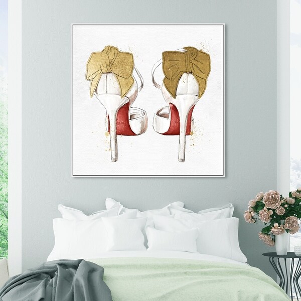 Oliver Gal 'Designer Shoes Gold' Fashion and Glam Wall Art Framed