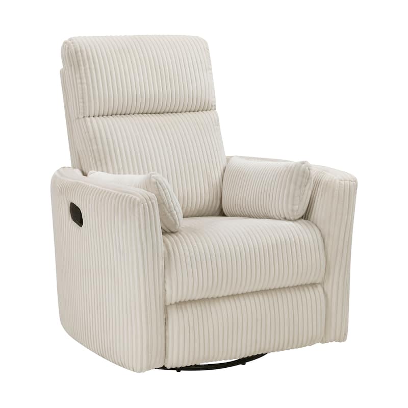 Braidy Corduroy Swivel Glider Manual Reclining Chair - Beige