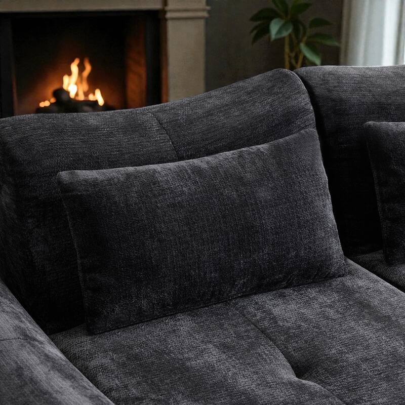 Modular Cloud Sofa, Convertible Folding Sofa Bed, 3-Seat Cushioned Sectional Couch for Living Room Bedroom