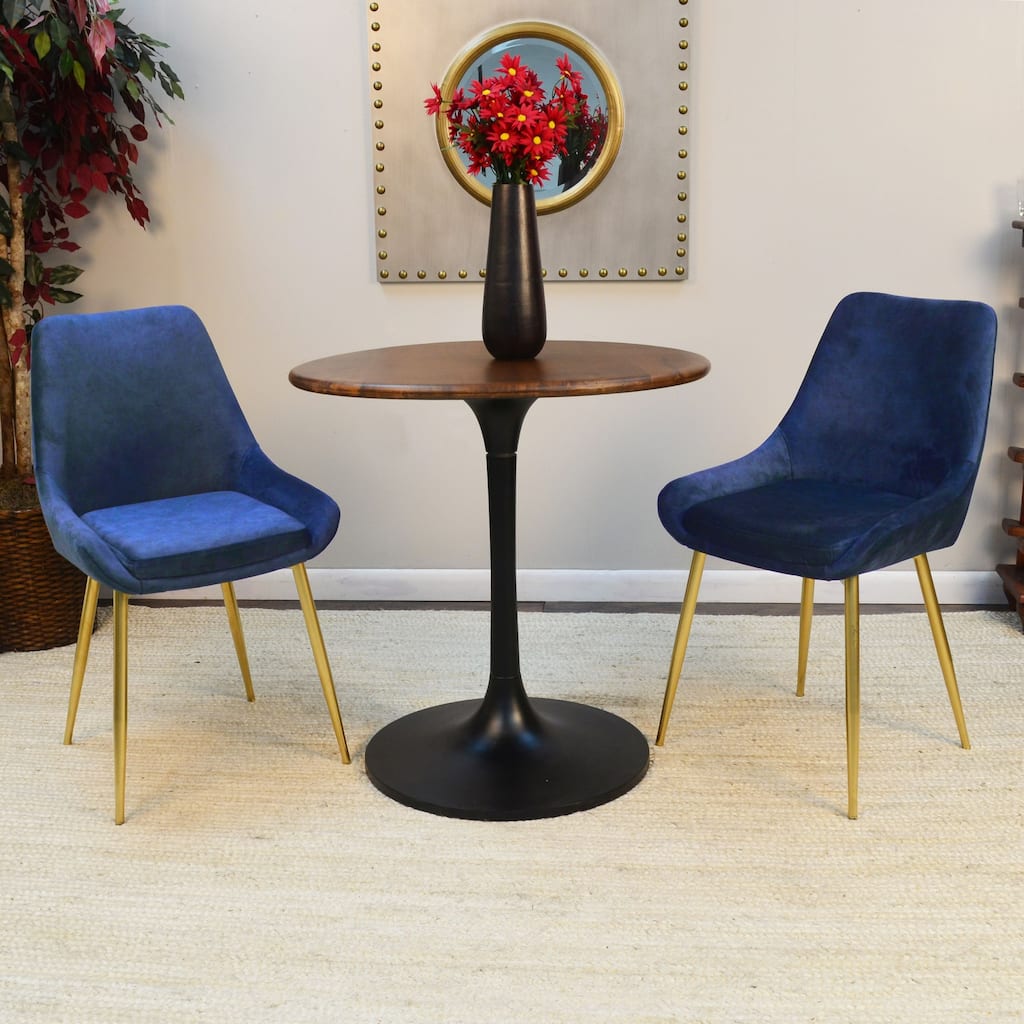 Tulip Shaped Wooden Dining Table - 30" - Brown and Black