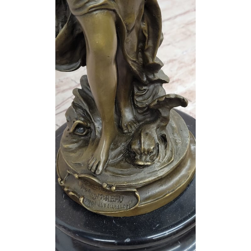 Hot Cast Bronze Figurative French Candelabra Candleholder Female Figure By Moreau