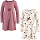 preview thumbnail 2 of 0, Touched by Nature Baby and Toddler Girl Organic Cotton Long-Sleeve Dresses 2pk, Holly Berry 6 Years - Youth Holly Berry Long Sleeve